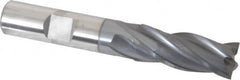 OSG - 17/32", 1-3/8" LOC, 1/2" Shank Diam, 3-3/8" OAL, 4 Flute, Vanadium High Speed Steel Square End Mill - Single End, TiCN Finish, Spiral Flute, 30° Helix, Centercutting, Right Hand Cut, Right Hand Flute, Series 574 - Benchmark Tooling