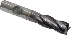 OSG - 9/16", 1-3/8" LOC, 1/2" Shank Diam, 3-3/8" OAL, 4 Flute, Vanadium High Speed Steel Square End Mill - Single End, TiCN Finish, Spiral Flute, 30° Helix, Centercutting, Right Hand Cut, Right Hand Flute, Series 574 - Benchmark Tooling