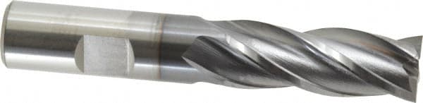 OSG - 5/8", 1-5/8" LOC, 5/8" Shank Diam, 3-3/4" OAL, 4 Flute, Vanadium High Speed Steel Square End Mill - Single End, TiCN Finish, Spiral Flute, 30° Helix, Centercutting, Right Hand Cut, Right Hand Flute, Series 574 - Benchmark Tooling