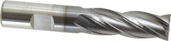 OSG - 5/8", 1-5/8" LOC, 5/8" Shank Diam, 3-3/4" OAL, 4 Flute, Vanadium High Speed Steel Square End Mill - Single End, TiCN Finish, Spiral Flute, 30° Helix, Centercutting, Right Hand Cut, Right Hand Flute, Series 574 - Benchmark Tooling