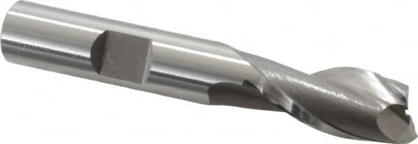 OSG - 13/32", 13/16" LOC, 3/8" Shank Diam, 2-1/2" OAL, 2 Flute, Vanadium High Speed Steel Square End Mill - Single End, Uncoated, Spiral Flute, 30° Helix, Centercutting, Right Hand Cut, Right Hand Flute, Series 573 - Benchmark Tooling