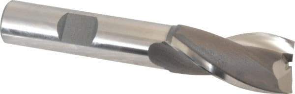 OSG - 21/32", 1-5/16" LOC, 1/2" Shank Diam, 3-5/16" OAL, 2 Flute, Vanadium High Speed Steel Square End Mill - Single End, Uncoated, Spiral Flute, 30° Helix, Centercutting, Right Hand Cut, Right Hand Flute, Series 573 - Benchmark Tooling