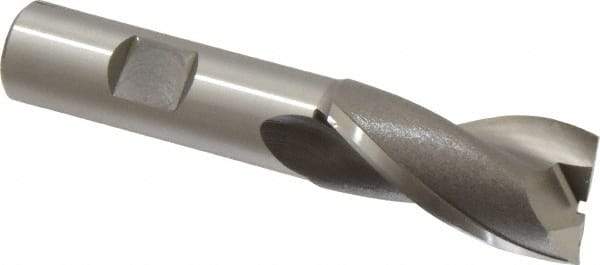 OSG - 13/16", 1-1/2" LOC, 5/8" Shank Diam, 3-5/8" OAL, 2 Flute, Vanadium High Speed Steel Square End Mill - Single End, Uncoated, Spiral Flute, 30° Helix, Centercutting, Right Hand Cut, Right Hand Flute, Series 573 - Benchmark Tooling