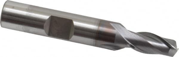 OSG - 9/32", 9/16" LOC, 3/8" Shank Diam, 2-5/16" OAL, 2 Flute, Vanadium High Speed Steel Square End Mill - Single End, TiCN Finish, Spiral Flute, 30° Helix, Centercutting, Right Hand Cut, Right Hand Flute, Series 573 - Benchmark Tooling