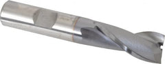 OSG - 9/16", 1-1/8" LOC, 1/2" Shank Diam, 3-1/8" OAL, 2 Flute, Vanadium High Speed Steel Square End Mill - Single End, TiCN Finish, Spiral Flute, 30° Helix, Centercutting, Right Hand Cut, Right Hand Flute, Series 573 - Benchmark Tooling