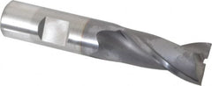 OSG - 11/16", 1-5/16" LOC, 5/8" Shank Diam, 3-7/16" OAL, 2 Flute, Vanadium High Speed Steel Square End Mill - Single End, TiCN Finish, Spiral Flute, 30° Helix, Centercutting, Right Hand Cut, Right Hand Flute, Series 573 - Benchmark Tooling
