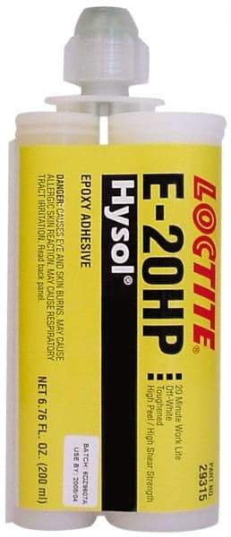 Loctite - 200 mL Cartridge Two Part Epoxy - 20 min Working Time, 4,690 psi Shear Strength, Series E-20HP - Benchmark Tooling