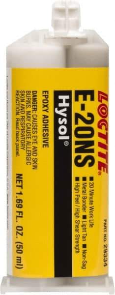 Loctite - 50 mL Cartridge Two Part Epoxy - 20 min Working Time, 2,790 psi Shear Strength, Series E-20NS - Benchmark Tooling