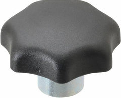 KIPP - 50mm Head Diam, 7 Point Lobed Knob - M10x1.5 Hole, Thermoplastic, Black - Benchmark Tooling