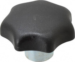 KIPP - 50mm Head Diam, 7 Point Lobed Knob - 10mm Hole, Thermoplastic, Black - Benchmark Tooling