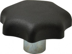 KIPP - 63mm Head Diam, 7 Point Lobed Knob - M12x1.75 Hole, Thermoplastic, Black - Benchmark Tooling