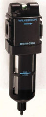 Wilkerson - 1/2" Port Coalescing Filter - Polycarbonate Bowl, Automatic Drain, 150 Max psi, 0.01 Micron Rating, 9-1/4" Long x 2.9" Wide x 9-1/4" High - Benchmark Tooling