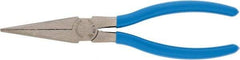 Channellock - 7-1/2" OAL, 1-21/32" Jaw Length x 3/4" Jaw Width, Long Nose Pliers - Crosshatch Jaw, Standard Head, Plastic Dipped Handles - Benchmark Tooling