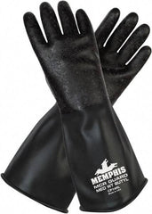 MCR Safety - Size XL (10), 14" Long, 14 mil Thick, Butyl Chemical Resistant Gloves - Smooth Finish, Black - Benchmark Tooling