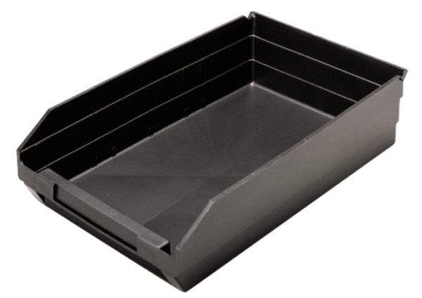 Quantum Storage - 17-7/8" Deep, Black Polypropylene Hopper Shelf Bin - 4" High x 11-1/8" Wide x 17-7/8" Long - Benchmark Tooling