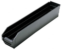 Quantum Storage - 23-5/8" Deep, Black Polypropylene Hopper Shelf Bin - 4" High x 4-1/8" Wide x 23-5/8" Long - Benchmark Tooling