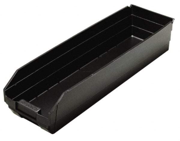 Quantum Storage - 23-5/8" Deep, Black Polypropylene Hopper Shelf Bin - 4" High x 6-5/8" Wide x 23-5/8" Long - Benchmark Tooling