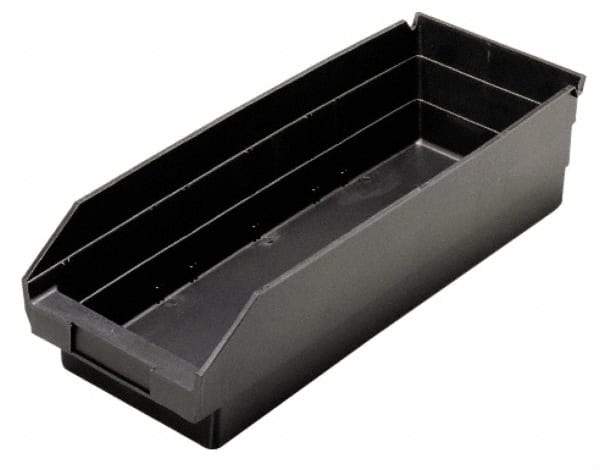 Quantum Storage - 23-5/8" Deep, Black Polypropylene Hopper Shelf Bin - 4" High x 8-3/8" Wide x 23-5/8" Long - Benchmark Tooling