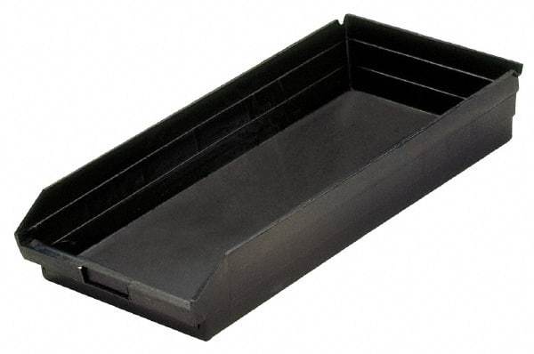 Quantum Storage - 23-5/8" Deep, Black Polypropylene Hopper Shelf Bin - 4" High x 11-1/8" Wide x 23-5/8" Long - Benchmark Tooling