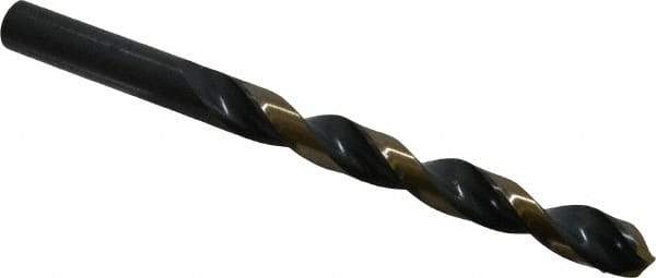 Triumph Twist Drill - 25/64" 135° High Speed Steel Jobber Drill - Oxide/Gold Finish, Right Hand Cut, Spiral Flute, Straight Shank, 5-1/8" OAL, Split Point - Benchmark Tooling