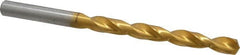Triumph Twist Drill - 19/64" 135° High Speed Steel Jobber Drill - TiN Finish, Right Hand Cut, Spiral Flute, Straight Shank, 4-3/8" OAL, Split Point - Benchmark Tooling
