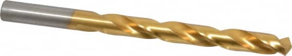 Triumph Twist Drill - 25/64" 135° High Speed Steel Jobber Drill - TiN Finish, Right Hand Cut, Spiral Flute, Straight Shank, 5-1/8" OAL, Split Point - Benchmark Tooling