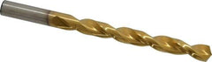 Triumph Twist Drill - 13/32" 135° High Speed Steel Jobber Drill - TiN Finish, Right Hand Cut, Spiral Flute, Straight Shank, 5-1/4" OAL, Split Point - Benchmark Tooling