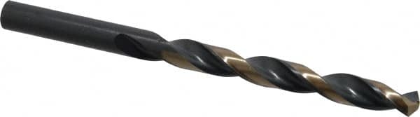 Triumph Twist Drill - 0.348" 135° High Speed Steel Jobber Drill - Oxide/Gold Finish, Right Hand Cut, Spiral Flute, Straight Shank, 4-7/8" OAL, Split Point - Benchmark Tooling