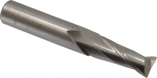 OSG - 25/64", 1" LOC, 7/16" Shank Diam, 2-3/4" OAL, 2 Flute, Solid Carbide Square End Mill - Single End, Uncoated, Spiral Flute, 30° Helix, Centercutting, Right Hand Cut, Right Hand Flute, Series 402 - Benchmark Tooling