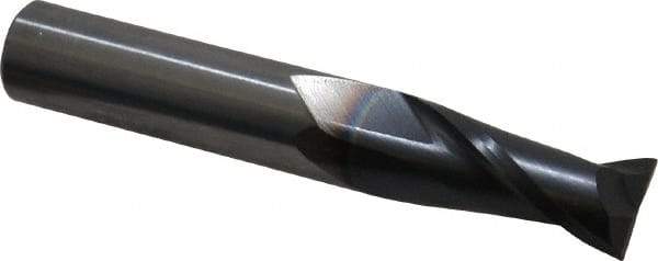 OSG - 7/16", 1" LOC, 7/16" Shank Diam, 2-3/4" OAL, 2 Flute, Solid Carbide Square End Mill - Single End, TiAlN Finish, Spiral Flute, 30° Helix, Centercutting, Right Hand Cut, Right Hand Flute, Series 402 - Benchmark Tooling