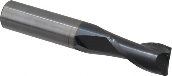OSG - 1/2", 1" LOC, 1/2" Shank Diam, 3" OAL, 2 Flute, Solid Carbide Square End Mill - Single End, TiAlN Finish, Spiral Flute, 30° Helix, Centercutting, Right Hand Cut, Right Hand Flute, Series 402 - Benchmark Tooling