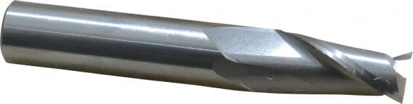 OSG - 9/16", 1-1/8" LOC, 9/16" Shank Diam, 3-1/2" OAL, 2 Flute, Solid Carbide Square End Mill - Single End, Uncoated, Spiral Flute, 30° Helix, Centercutting, Right Hand Cut, Right Hand Flute, Series 402 - Benchmark Tooling