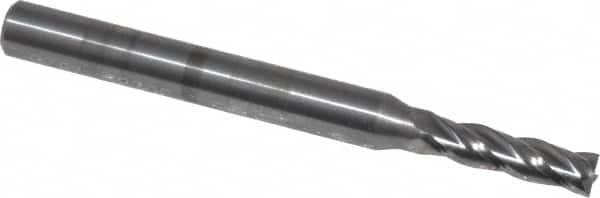 OSG - 9/64", 1/2" LOC, 3/16" Shank Diam, 2" OAL, 4 Flute, Solid Carbide Square End Mill - Single End, Uncoated, Spiral Flute, 30° Helix, Centercutting, Right Hand Cut, Right Hand Flute, Series 404 - Benchmark Tooling