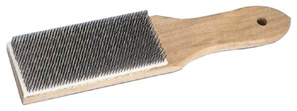 Weiler - 3/4" Trim Length Steel Brush - 4" Brush Length, 8-1/4" OAL, 1/4" Trim Length, Wood Straight Handle - Benchmark Tooling