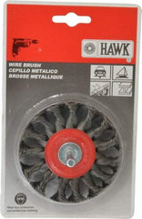 Value Collection - 3" OD, 1/4" Shank Diam, Knotted Steel Wheel Brush - 5/16" Face Width, 5/8" Trim Length, 0.008" Filament Diam, 20,000 RPM - Benchmark Tooling