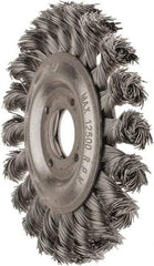 Value Collection - 4-1/2" OD, 7/8" Arbor Hole, Knotted Steel Wheel Brush - 1/2" Face Width, 7/8" Trim Length, 0.012" Filament Diam, 12,500 RPM - Benchmark Tooling