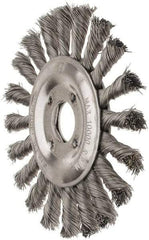 Value Collection - 5" OD, 7/8" Arbor Hole, Knotted Steel Wheel Brush - 1/2" Face Width, 1-1/8" Trim Length, 0.008" Filament Diam, 10,000 RPM - Benchmark Tooling