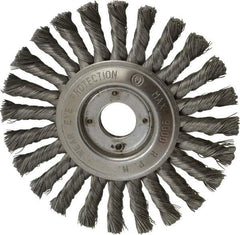 Value Collection - 6" OD, 7/8" Arbor Hole, Knotted Steel Wheel Brush - 1/2" Face Width, 1-1/2" Trim Length, 0.008" Filament Diam, 9,000 RPM - Benchmark Tooling