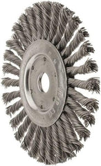 Value Collection - 7" OD, 7/8" Arbor Hole, Knotted Steel Wheel Brush - 1/2" Face Width, 1-11/16" Trim Length, 0.015" Filament Diam, 9,000 RPM - Benchmark Tooling