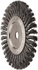 Value Collection - 8" OD, 7/8" Arbor Hole, Knotted Steel Wheel Brush - 1/2" Face Width, 1-11/16" Trim Length, 0.012" Filament Diam, 8,500 RPM - Benchmark Tooling