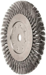 Value Collection - 10" OD, 1" Arbor Hole, Knotted Steel Wheel Brush - 5/8" Face Width, 1-11/16" Trim Length, 0.012" Filament Diam, 4,500 RPM - Benchmark Tooling