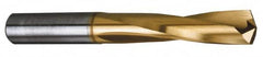Atrax - 1/2" 135° Spiral Flute Solid Carbide Screw Machine Drill Bit - TiN Finish, Right Hand Cut, 2-1/4" Flute Length, 3-3/4" OAL, Split Point, Straight Shank - Benchmark Tooling