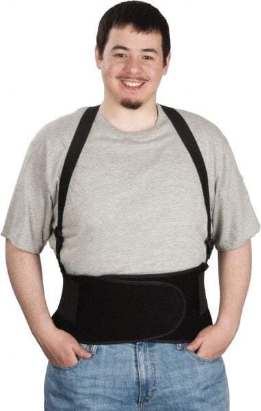 Ergodyne - Size XL, Hook & Loop, Spandex Belt with Adjustable Shoulder Straps - 38 to 42" Waist, 7-1/2" Wide, Detachable Strap, Black - Benchmark Tooling