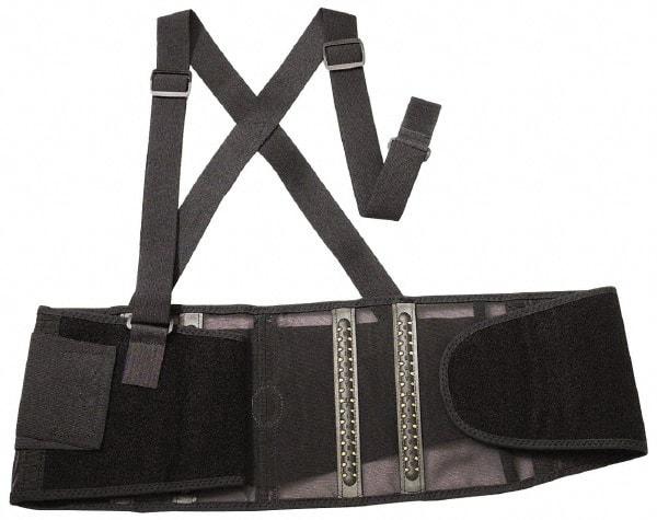 Ergodyne - Size M, Hook & Loop, Spandex Belt with Adjustable Shoulder Straps - 30 to 34" Waist, 8" Wide, Detachable Strap, Black - Benchmark Tooling