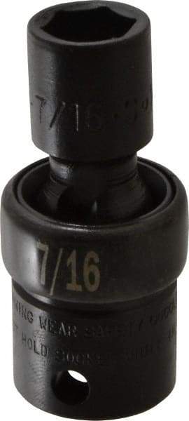 SK - 3/8" Drive 7/16" Standard Universal Impact Socket - 6 Points, 2-1/8" OAL - Benchmark Tooling