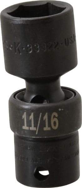 SK - 3/8" Drive 11/16" Standard Universal Impact Socket - 6 Points, 2-23/64" OAL - Benchmark Tooling