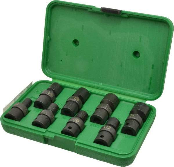 SK - 8 Piece 3/8" Drive Impact Socket Set - 6 Points, 5/16" to 3/4" Range, Inch Measurement Standard - Benchmark Tooling