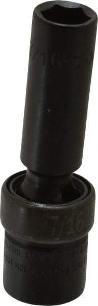 SK - 3/8" Drive 7/16" Deep Universal Impact Socket - 6 Points, 3-1/8" OAL - Benchmark Tooling