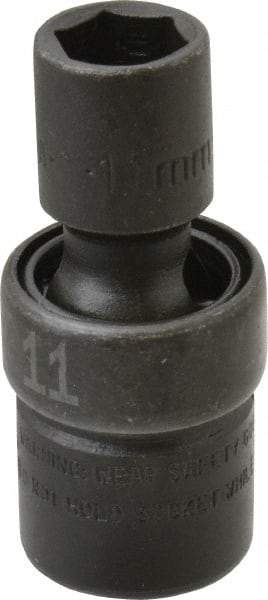 SK - 3/8" Drive 11mm Standard Universal Impact Socket - 6 Points, 2-1/8" OAL - Benchmark Tooling
