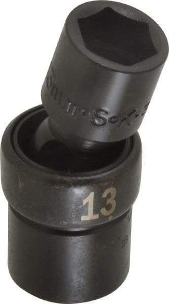 SK - 3/8" Drive 13mm Standard Universal Impact Socket - 6 Points, 2-9/64" OAL - Benchmark Tooling